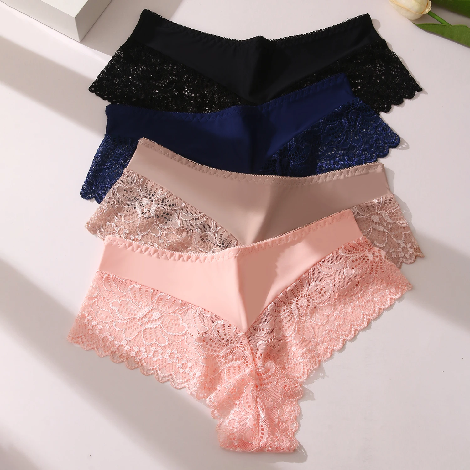 3 Pieces Women\'s Boxers Sexy Lace Seamless Female Underwear Perpective Panties for Women Boyshorts Fashion Boxer Briefs Lingerie