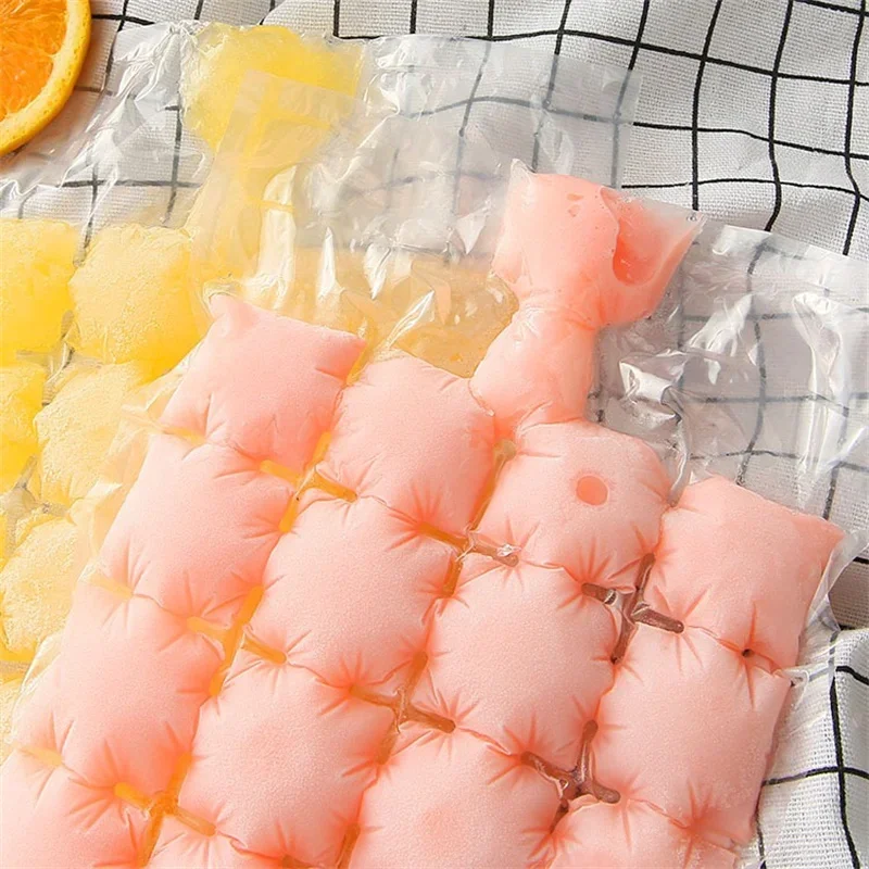 10-100Pcs Mold Bags Self-sealing Lattice Disposable Ice-Making Bags with funnel Bar homemade Edible Frozen