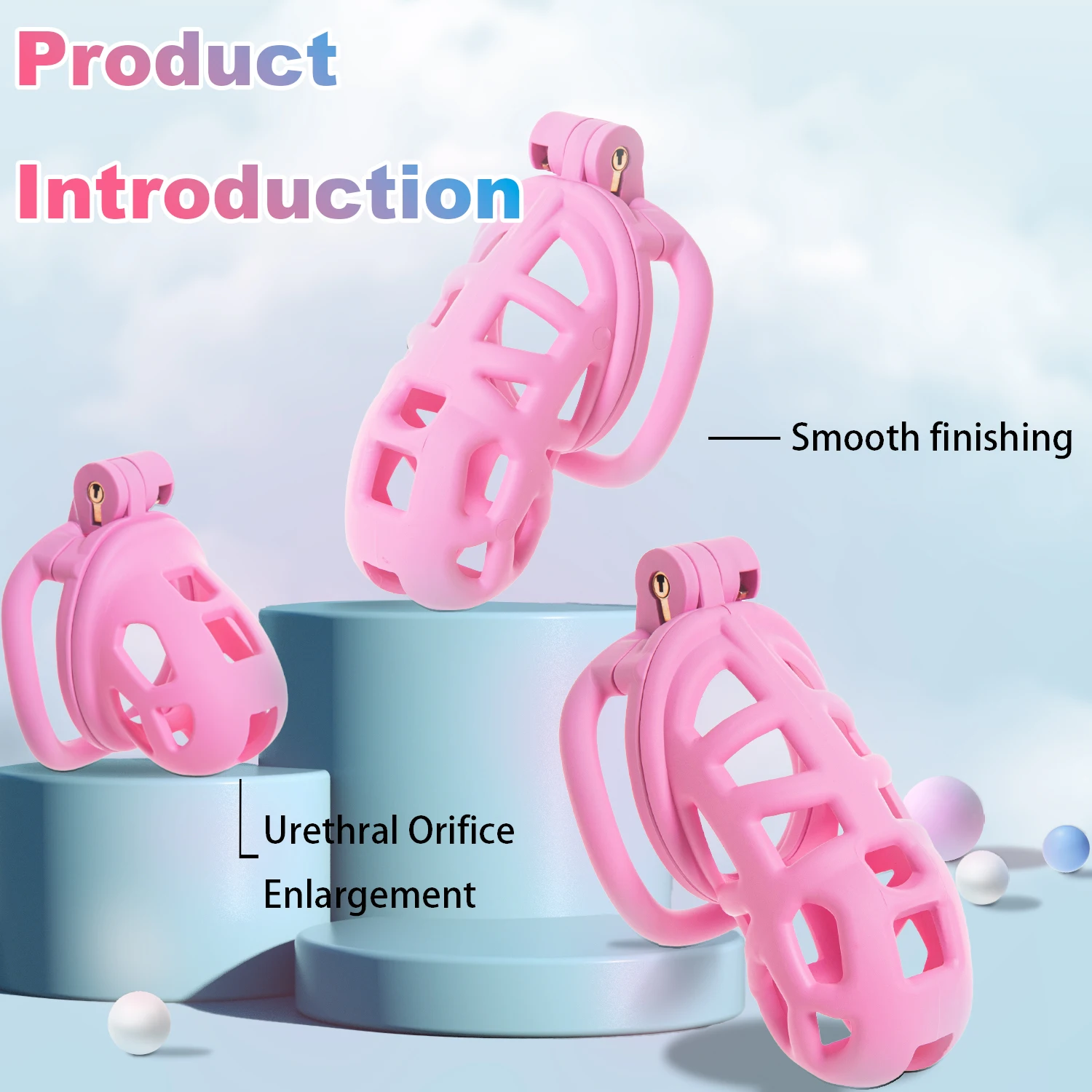 New Breathable Male Chastity Lock Device, Pink Stylish Intimate Interactive Accessory