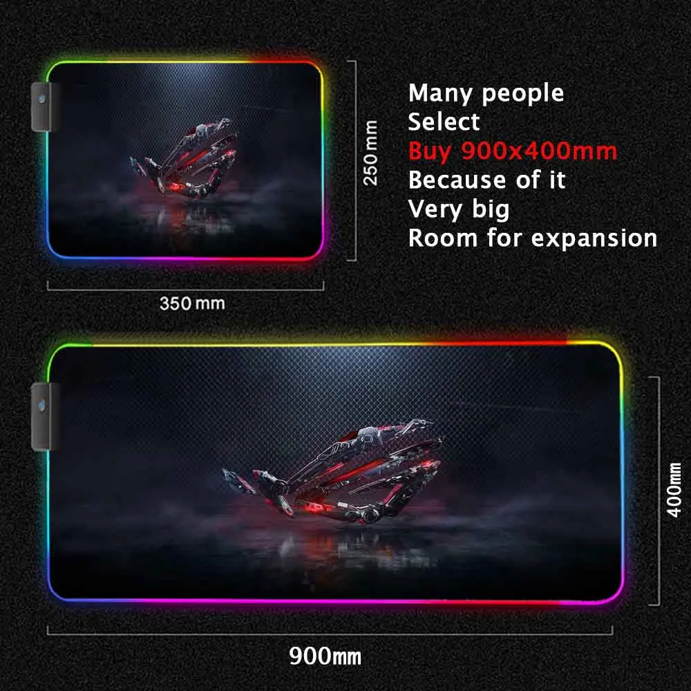 Imagem -03 - Mrglzy Rgb Led Mouse Pad Cidade Asus Rog Acessórios para pc Tapetes de Jogos Configuração Mesa Gamer Retroiluminado República dos Jogadores Mouse Pad