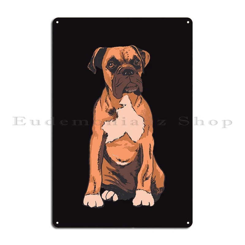 Boxer Dog Breed Realistic Metal Sign PaintingGarage Wall Mural Garage Tin Sign Poster