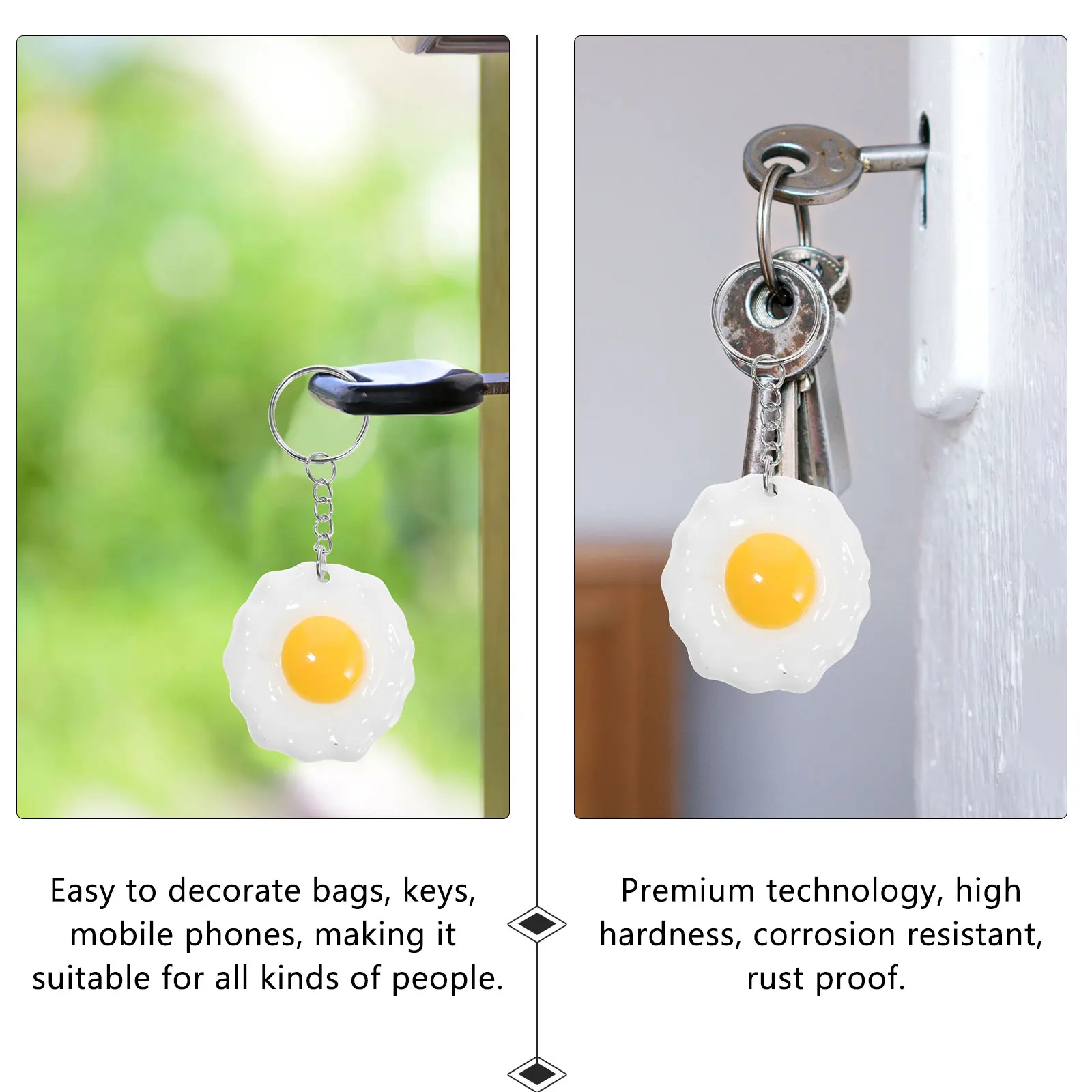 

5pcs Simulated Egg Keychain Soft Shell Food Pendant Kids Backpack Charm Handbag boiled egg keychain decor hanging keyring purse