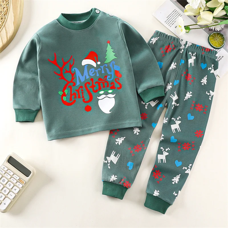 

Christmas Kids Sets Boys Girls Cartoon Suits Children Autumn Pajamas+Pants 2Pcs Outfits Toddler Fall Printed Clothing 0-6Y