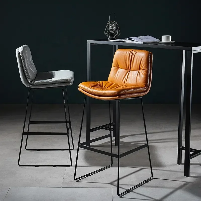 

#Modern Luxury Stylish High Bar chair Bar Stool Durable Footrest Frame Metal PU Leather home Bar Stool