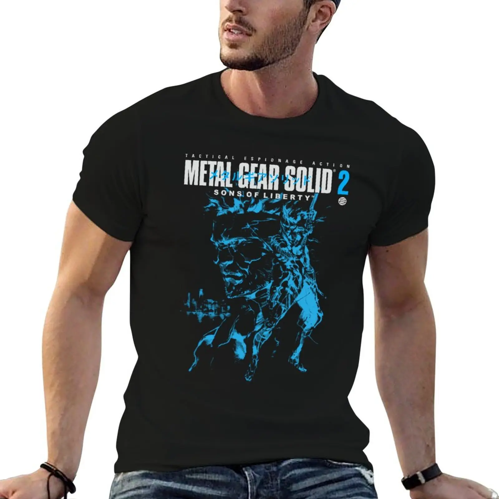 

shirts shirt T-Shirt Cover t and man - cotton \t pack white Version) brand t luxury for Snake 100% men Raiden (Blue MGS2