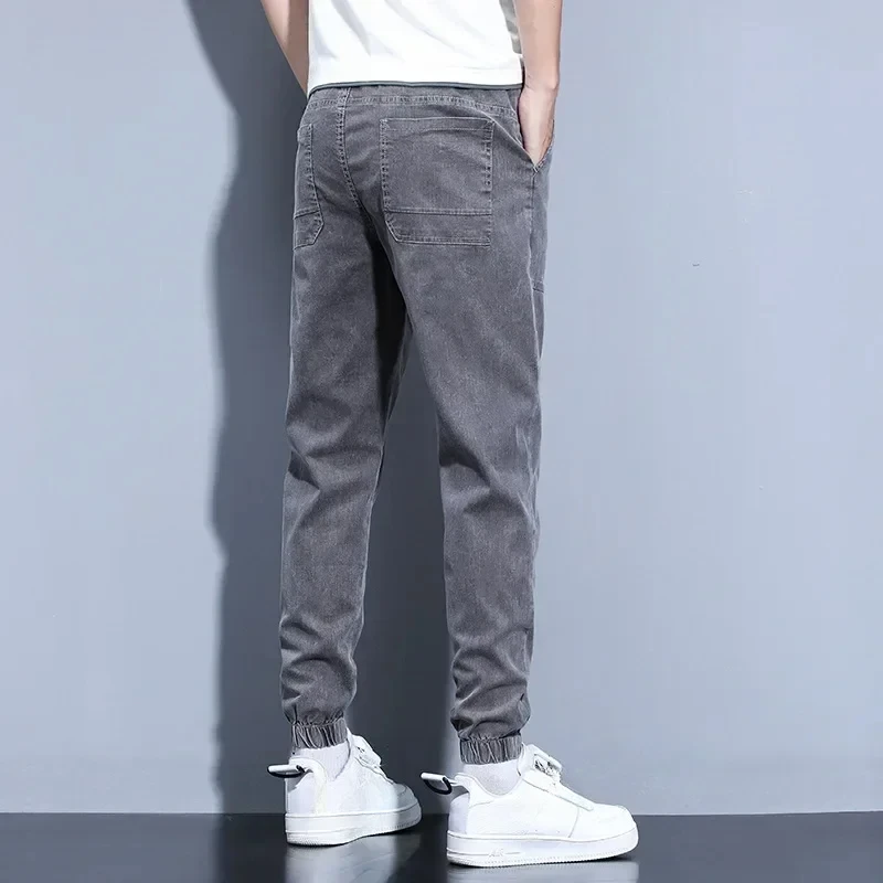 Jeans Open Pants Men's Fall/Winter Fleece-Lined Thick Loose Ankle Banded Working Pants Harem Casual Pants