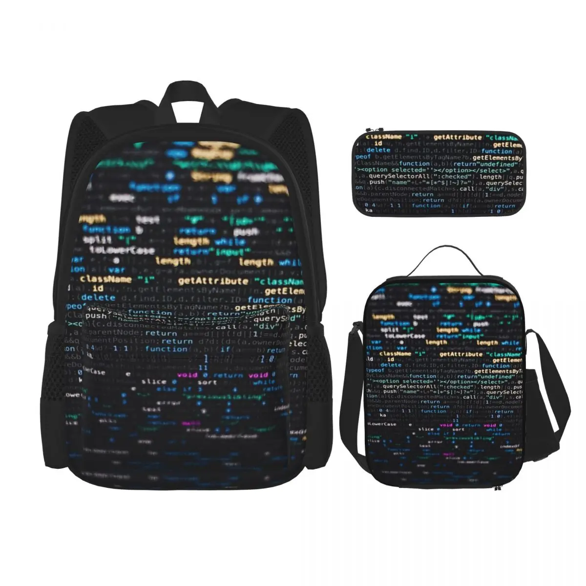 

Software Developer Programming Code Backpacks Boys Girls Bookbag Students School Bags Rucksack Lunch Bag Pen Bag Three-Piece Set