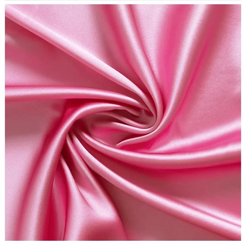 Natural Silk Stretch Satin140cm width 19momme Lycra Silk Fabric Shirt Evening Dress Sewing Material Barbie Pink