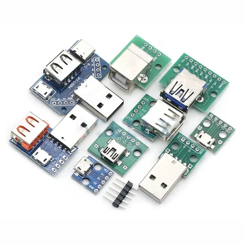 1PCS USB Male Connector / MINI MICRO to DIP Adapter Female 2.54 B Type-C USB2.0 3.0 PCB