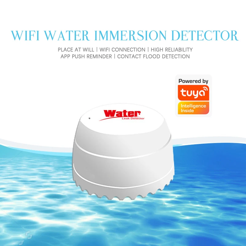 WiFi Tuya Water Leak Detector Flood Sensor Alarm Tank Leak Water Full Water Linkage Alarm Smart Life APP Remote Monitoring