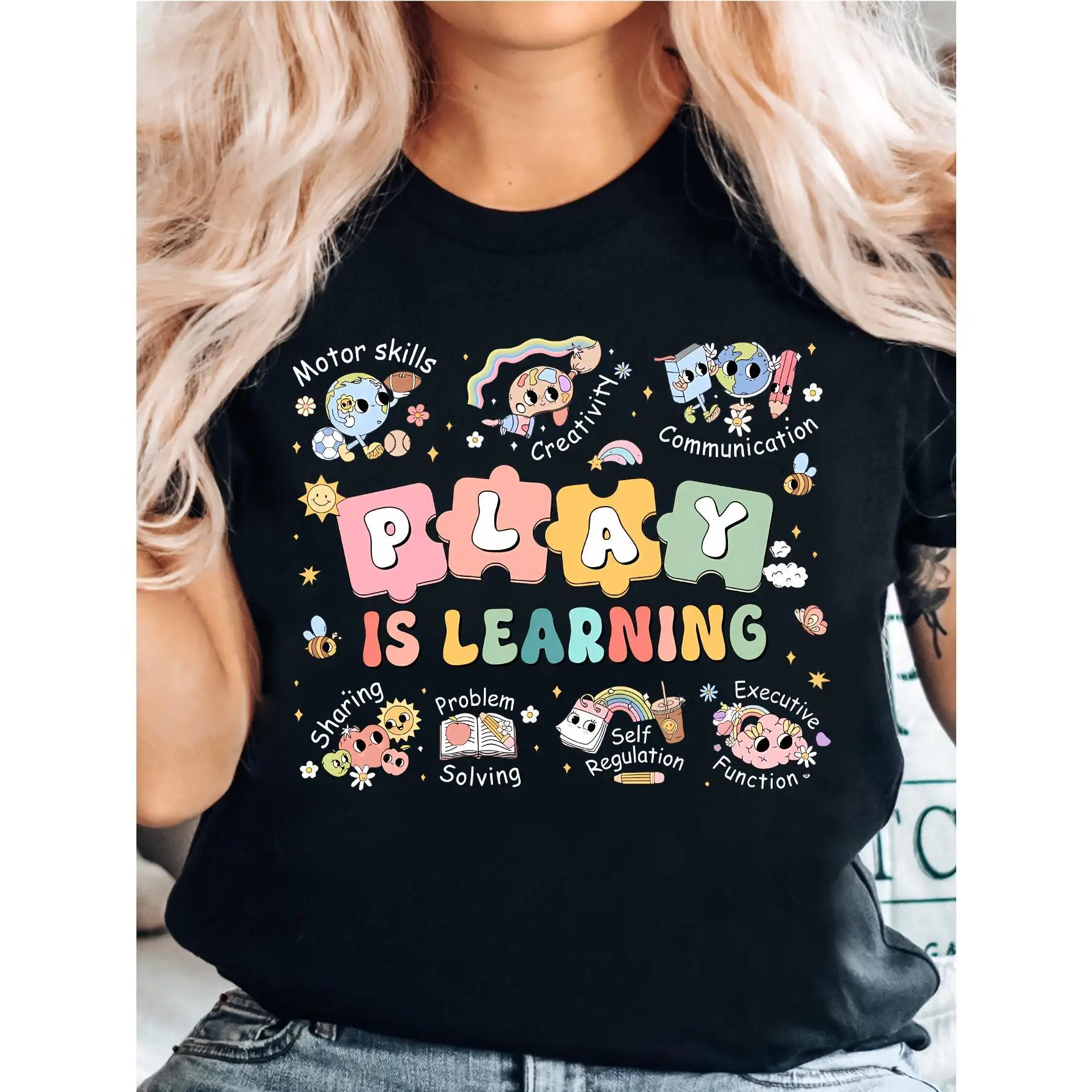 

Play Is Learning T-shirt for Teacher Cute School Staff Tee Fun Teacher Appreciation Gift Preschool Teacher Daycare Shirt