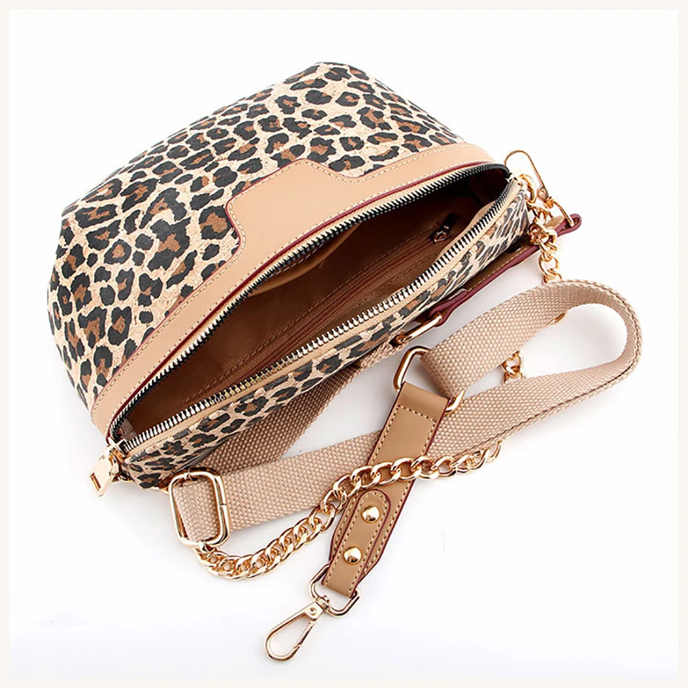 3pcs Crossbody Bags Retro Cork Leather Flower Print Patchwork Plain Solid Pillow Shaped Shoulder Chain Bag