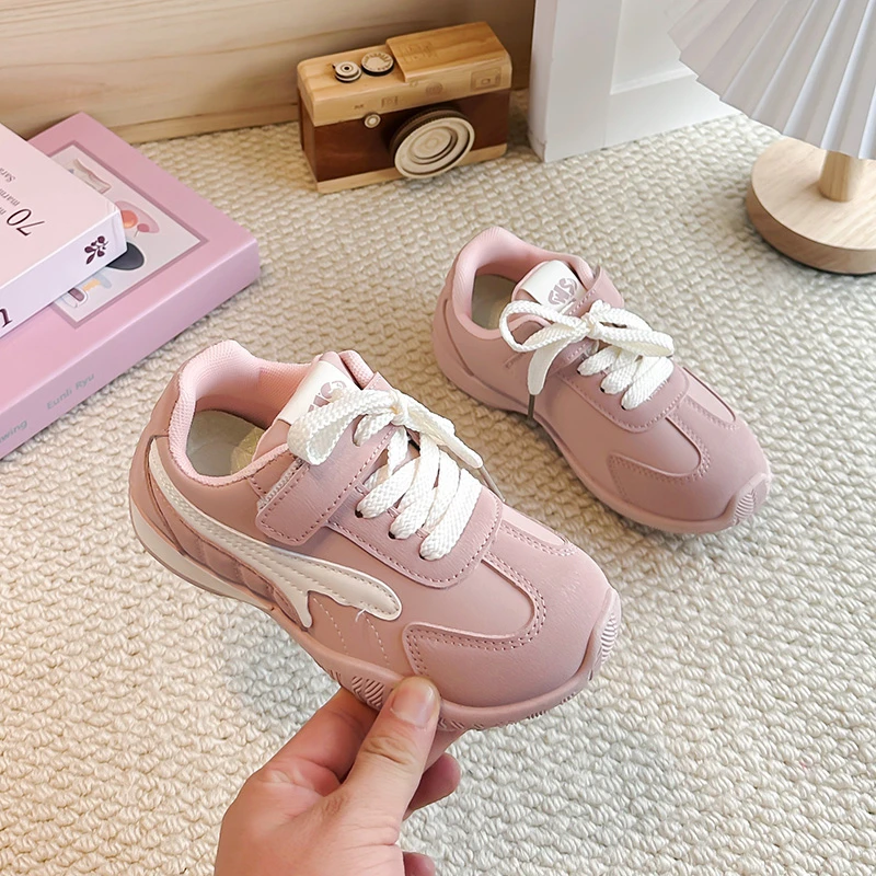 Kids Retro Stripe Sneakers, Hook & Loop Closure, Soft Upper, Wear Resistant Non Slip Sole Trainers for Boys Girls Daily Wear