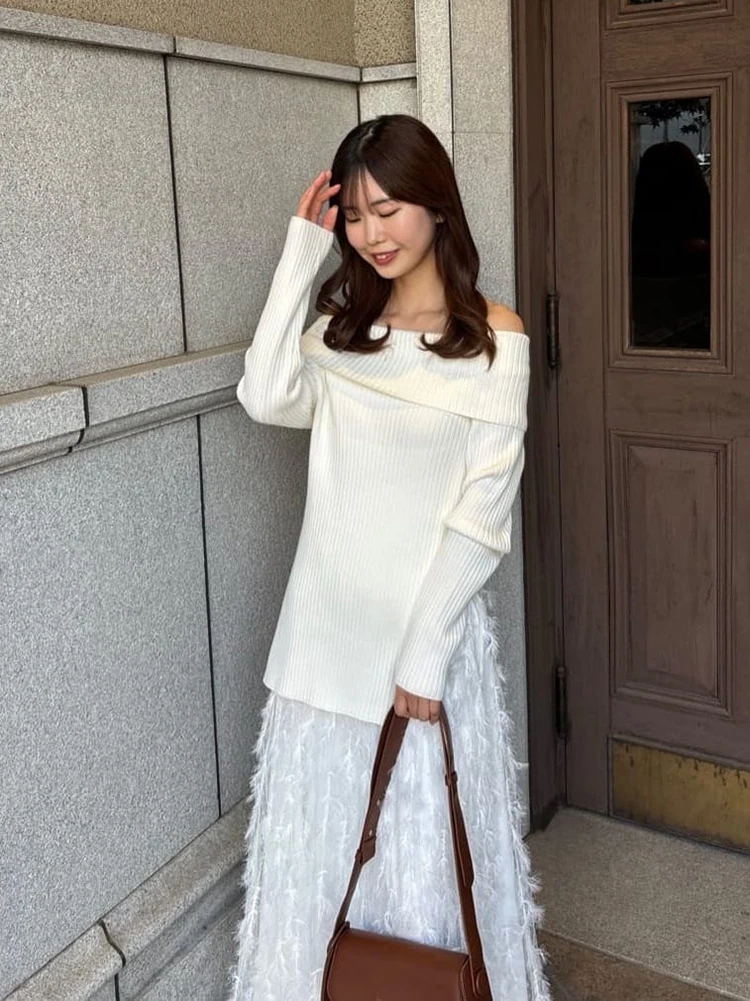 2025 Japanese Style Sweet Elegant White Feather Sling Dress Sweater 2-Piece Set Women's Slimming Elegant Princess Dress Set