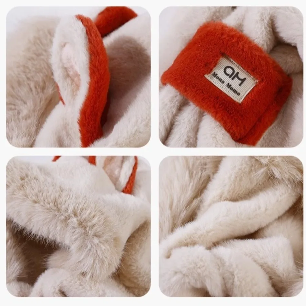 الشتاء الثعلب الأذن شكل قبعة متكاملة وشاح يندبروف سماكة الأذن حماية قبعة عادية قبعة صغيرة دافئة وشاح للنساء