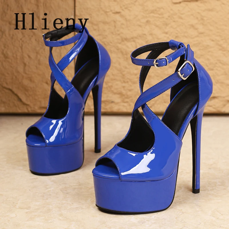 

Hlieny 2026 Summer Sexy Open Toe Platform Women Pumps Stiletto High Heels Buckle Strap Party Dress Sandals Shoes Size 35-42