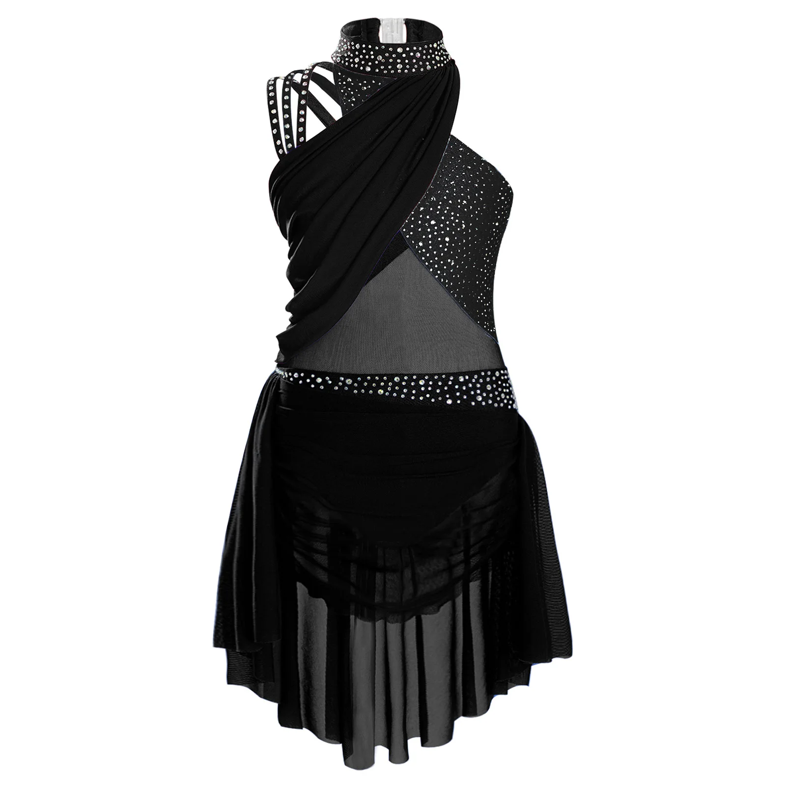 

Children Girls Artistic Gymnastics Costume Sleeveless Lyrical Ballet Dance Dress for Figure Skating Dance Performance Dancewear