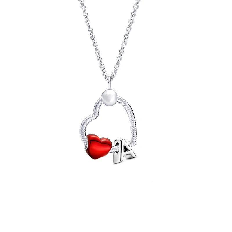 New Design Blazing Love Red Heart Initial Necklace Letter Necklace Name For Women Lover Couple Nice Jewelry Gift Valentine's Day