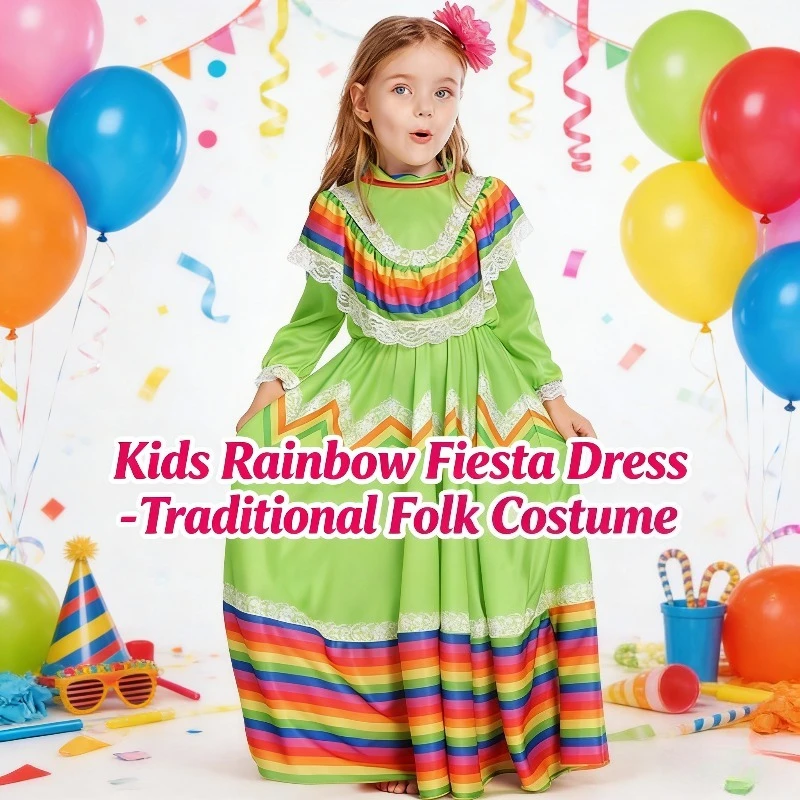 

2026 New Mexican Folk Spanish Flared Dress Stage Performance Costume