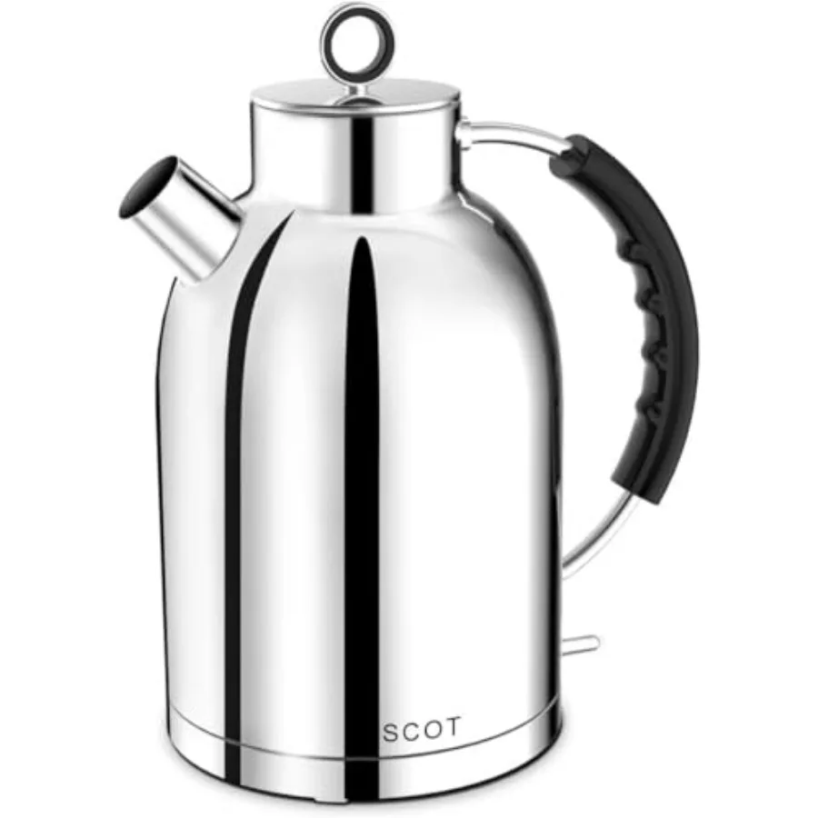 

Electric Tea Kettle 1.5L Stainless Steel Polished Silver 1500W Hot Water Heater with Auto Shut-Off and Boil-Dry Protection for