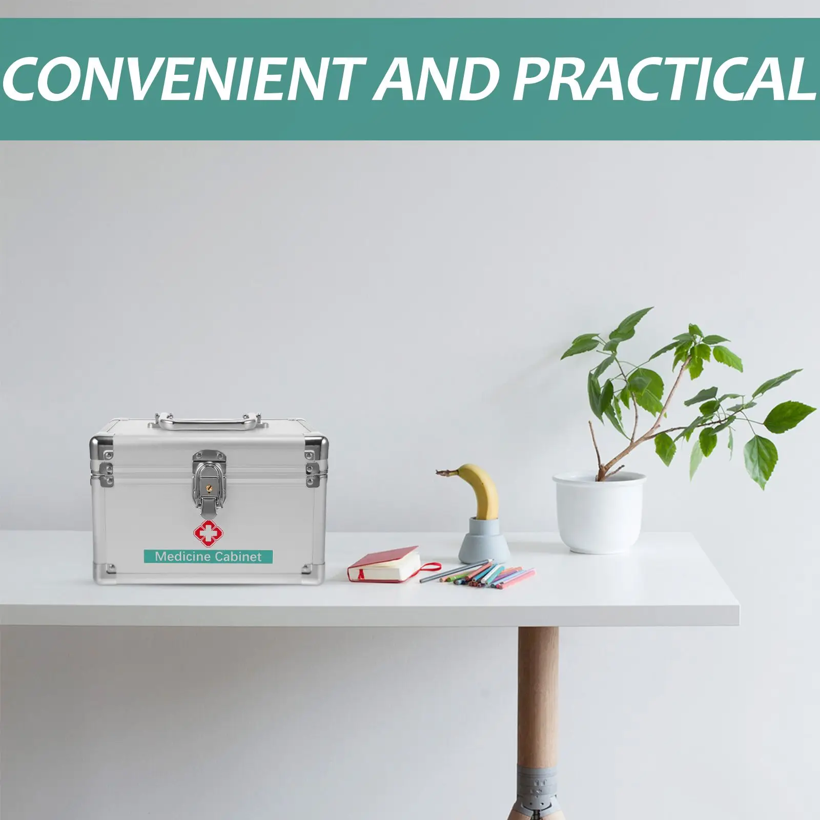 صندوق دواء محمول من سبائك الألومنيوم للإسعافات الأولية حقيبة للتخزين حاويات السفر دواء ganizer صندوق قابل للقفل فارغ