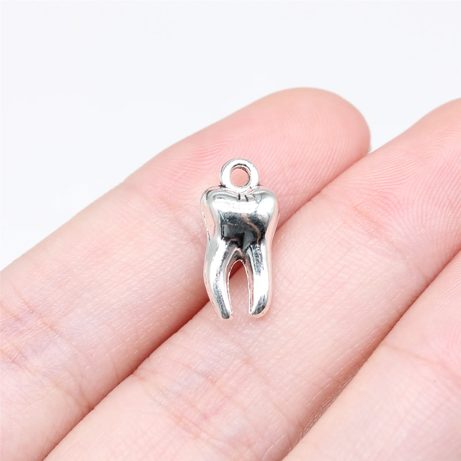 15pcs/Lot Charms 3D Zombie Tooth Teeth Molar 16x8mm Antique  Silver Color Pendants Making Findings Handmade Tibetan Jewelry