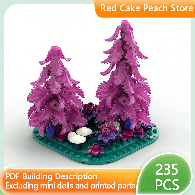 

Модель городской улицы MOC, строительные блоки, темно-розовые деревья, диорама, модульная технология, детские праздничные подарки, конструктор для сборки