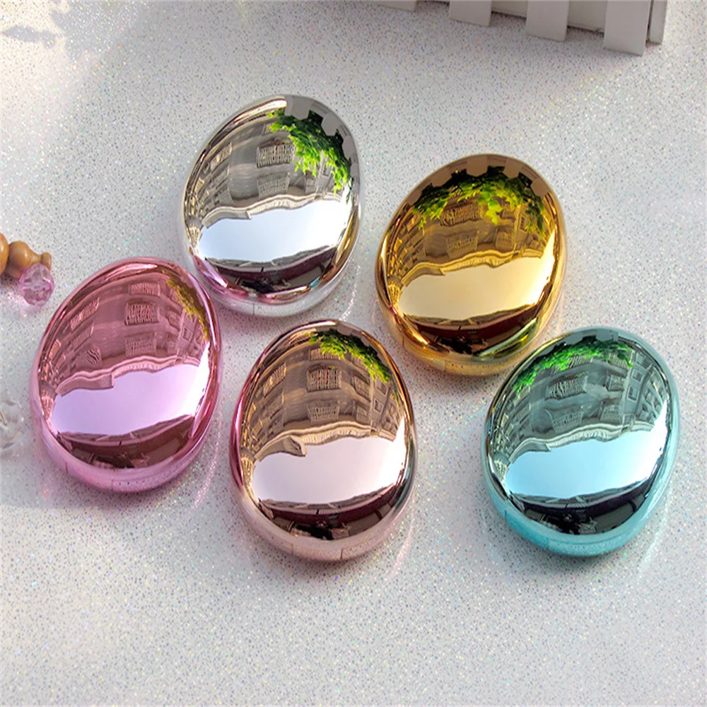 New Ultra-Thin Mirror Pebble Contact Lens Case Ins Fashion Women'S Cosmetic Contact Box Travel Elegant Contact Lens Storage Box