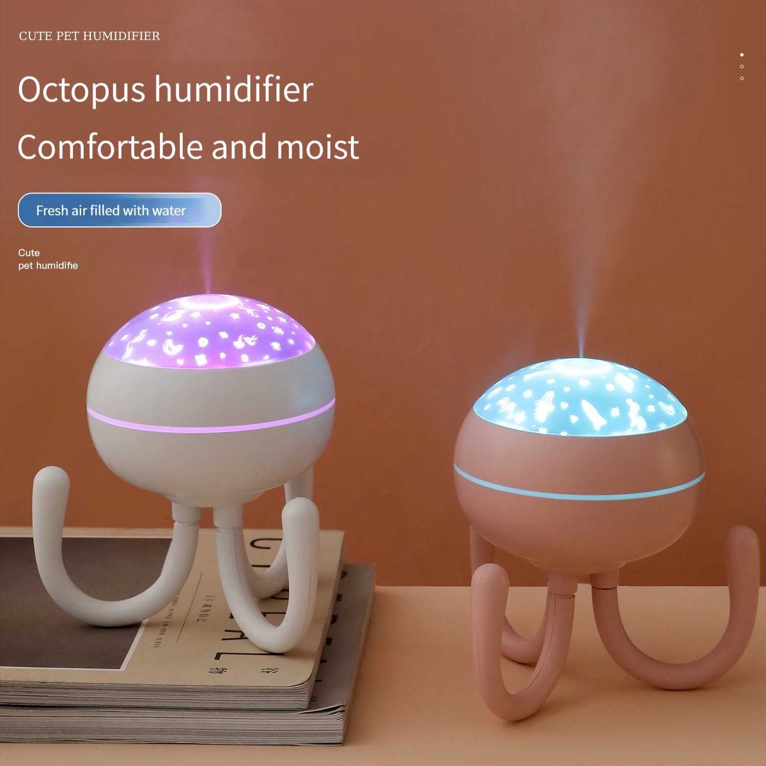 New Cute Pet Octopus Humidifier USB Night Light Creative Air Humidification and Water Replenishment Household Mister