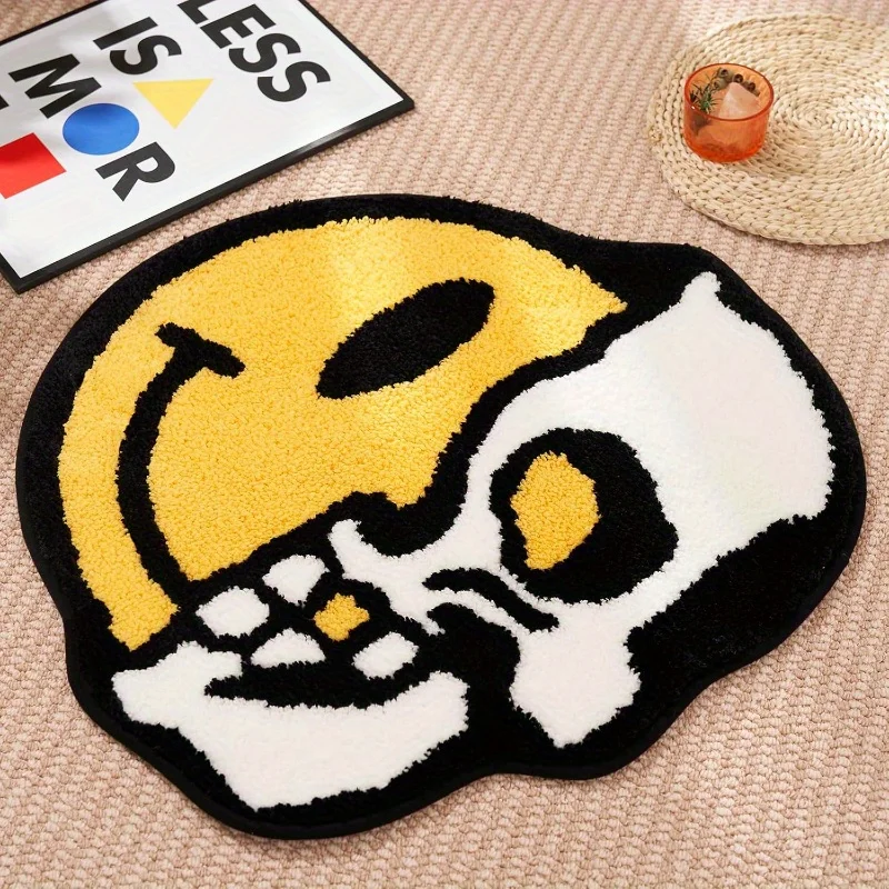 

Плюшевый коврик VIKAMA из искусственного кашемира с изображением черепа | Декоративный ковер нестандартной формы | Психоделический ковер с улыбающимся готическим рисунком | Декор для дома