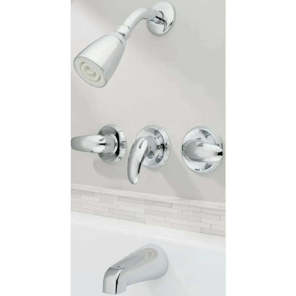 

Elegant Polished Chrome Tub and Shower Faucet with 5-Inch Spout, High Flow Rate for Modern Bathrooms