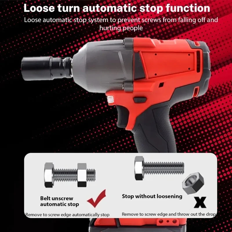 【Premium】1300NM Large Torque Cordless Wrench Brushless Electric Impact Wrench Repair Power Tools Car Truck Fit For 18V