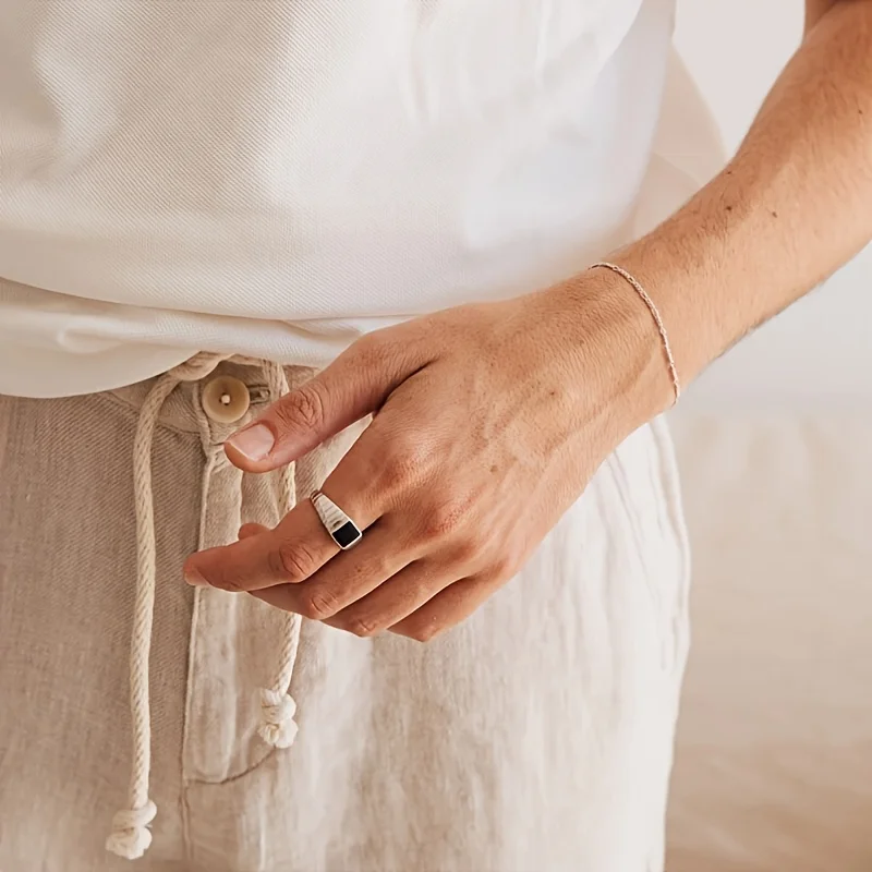 New men\'s fashion simple wind knife engraved wide face ring daily wear ring finger ring