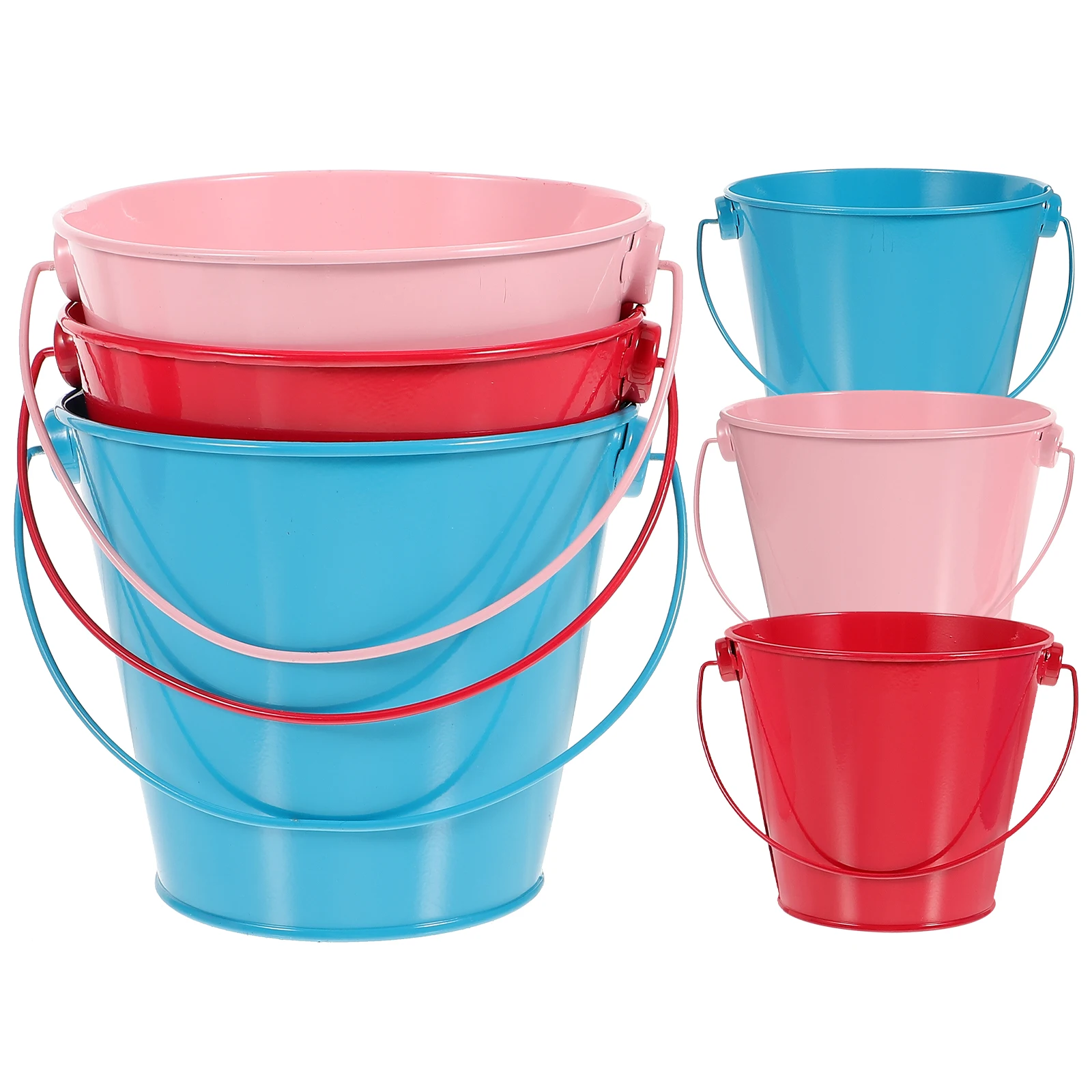 

6 Pcs Colored Iron Hanging Buckets Brightly Shaped Flower Pots Balcony Garden Planters Wall Boxes Mixed Holders Metal Containers