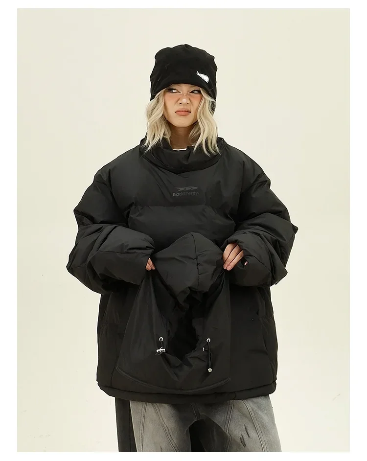 Verwijderbare Capuchon Parka 'S Dames 2024 Winter Nieuwe Losse Bf Amerikaanse Trendy Merk Retro Verdikte Jassen