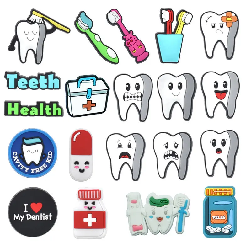 

Teeth Shoe Charms for Crocs Accessories Dentist Kids Clogs Pins Boy Badge Men Jeans Women Decorations Buckle Shoes Accessories