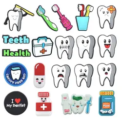 Dijes de zapatos de dientes para Crocs, accesorios de dentista, zuecos, alfileres, insignia de niño, decoraciones de Jeans, hebilla, accesorios de zapatos