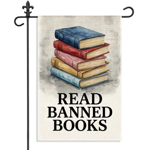 Read Banned Books Garden Flag, 12 x 18 Inch Double Sided Book Lover Freedom R... YYZ
