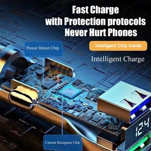 Doppel USB -Portauto -Ladegerät, superschnelles Laden mit digitalem Display, schnelles Ladeadapter für iPhone, Samsung, Xiaomi, 240W, 120W 6 Hauptverkaufsladegerät Batterie Xiaomi - №1