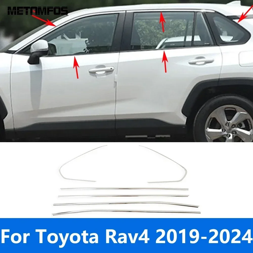 For Toyota Rav4 Rav 4 2019 2020 2021 2022 2023 2024 Upper+Lower Window Sill Window Frame Molding Trim Accessories Car Styling