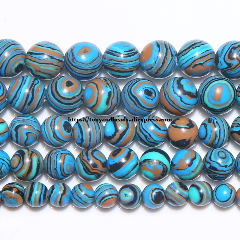 Synthetic Stone Blue Lace Malachite Round Loose Beads 15\