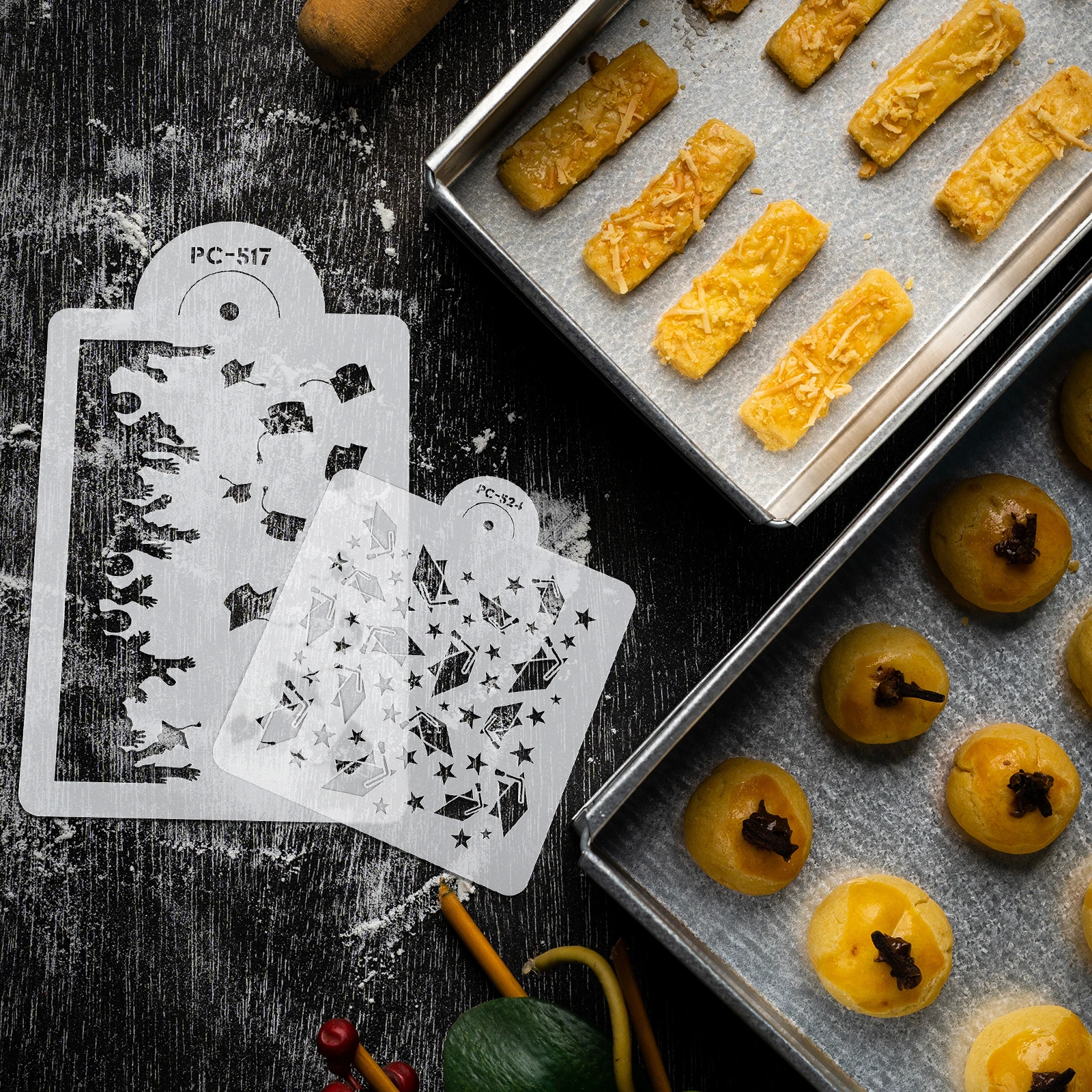 

2Pcs Cake Decoration Molds Graduation Party Supplies Excellent Texture Comfortable DIY Cake Stencil Eid Party Supplies