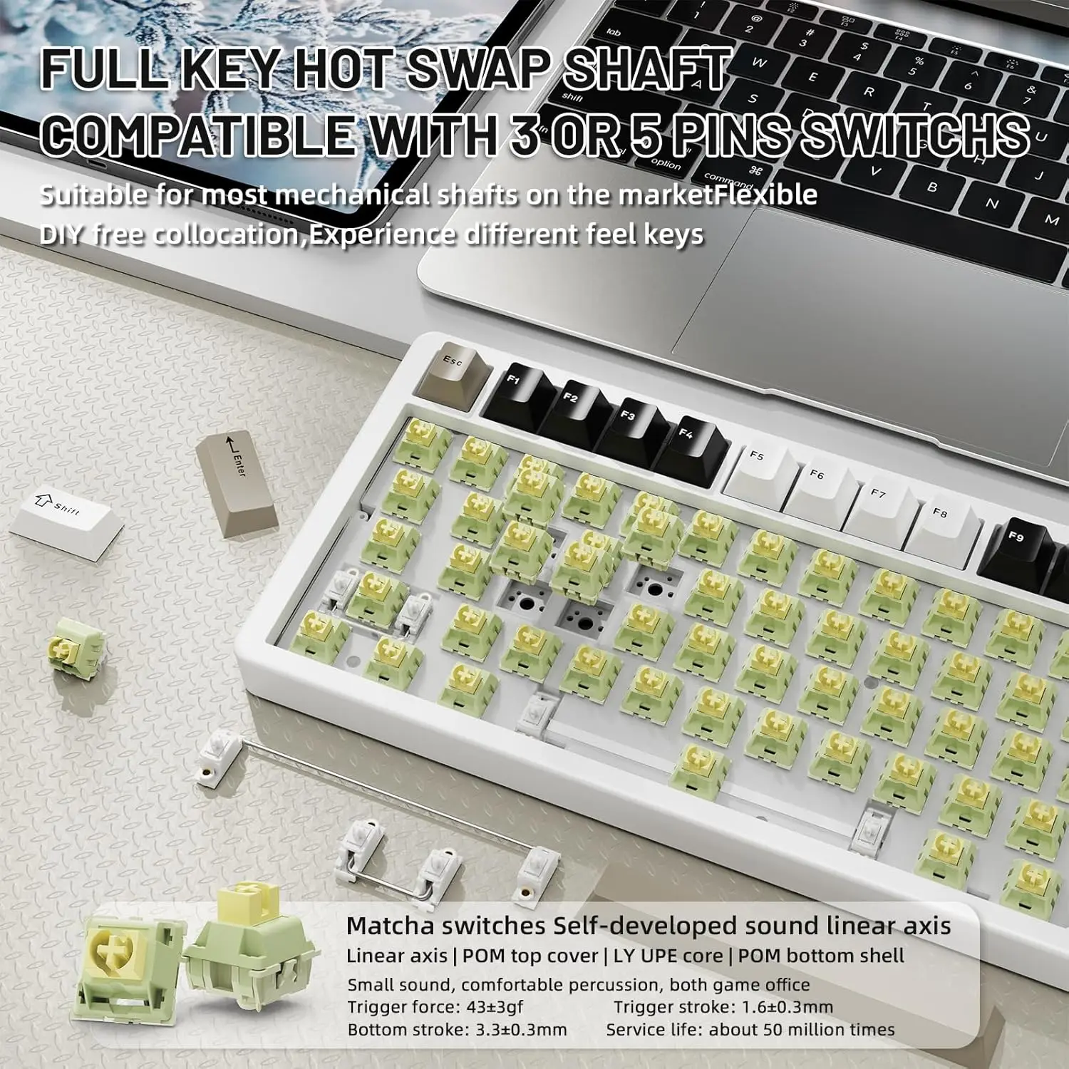 ZIYOU LANG x ATTACK SHARK X86 75% لوحة مفاتيح ألعاب ميكانيكية لاسلكية من الألومنيوم باستخدام الحاسب الآلي مع مقبض مستوى الصوت قابل للتبديل السريع RGB