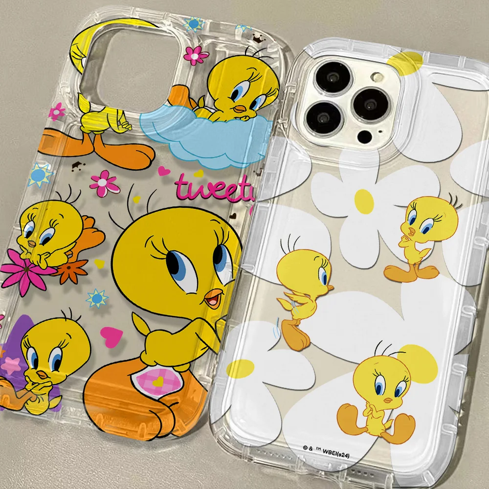 Funny Tweetys Bird Clear Case for IPhone 16 15 14 13 12 11 Pro Max 14 15 7 8 Plus X XR XS Max SE2020 Airbag Shockproof Cover