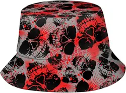 Skull Bucket Hat for Women Men Halloween Fisherman Hats Unisex Travel Beach Sun Caps