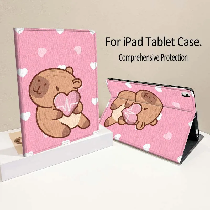 Cartoon Heart Capybara Soft For iPad Pro Air mini 7 6 5 4 11th 10th 7th 6th 5th Inch Tablet Case