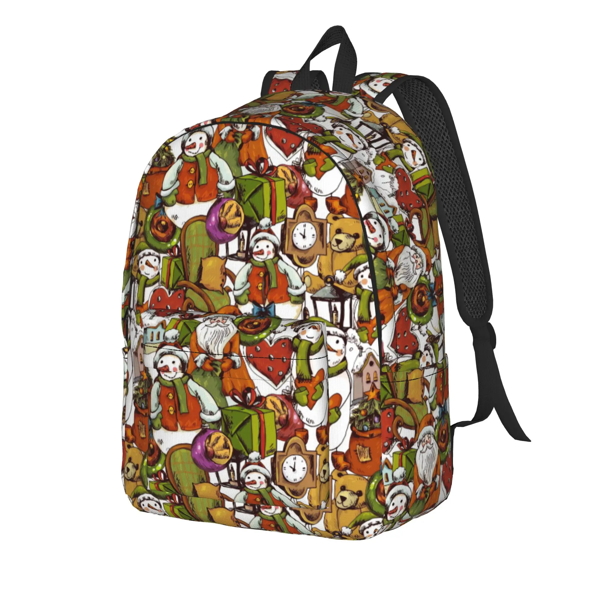 Hand Drawn Christmas  Background   Backpack  Modern Backpacks Student Cycling Big School Bags Designer Rucksack
