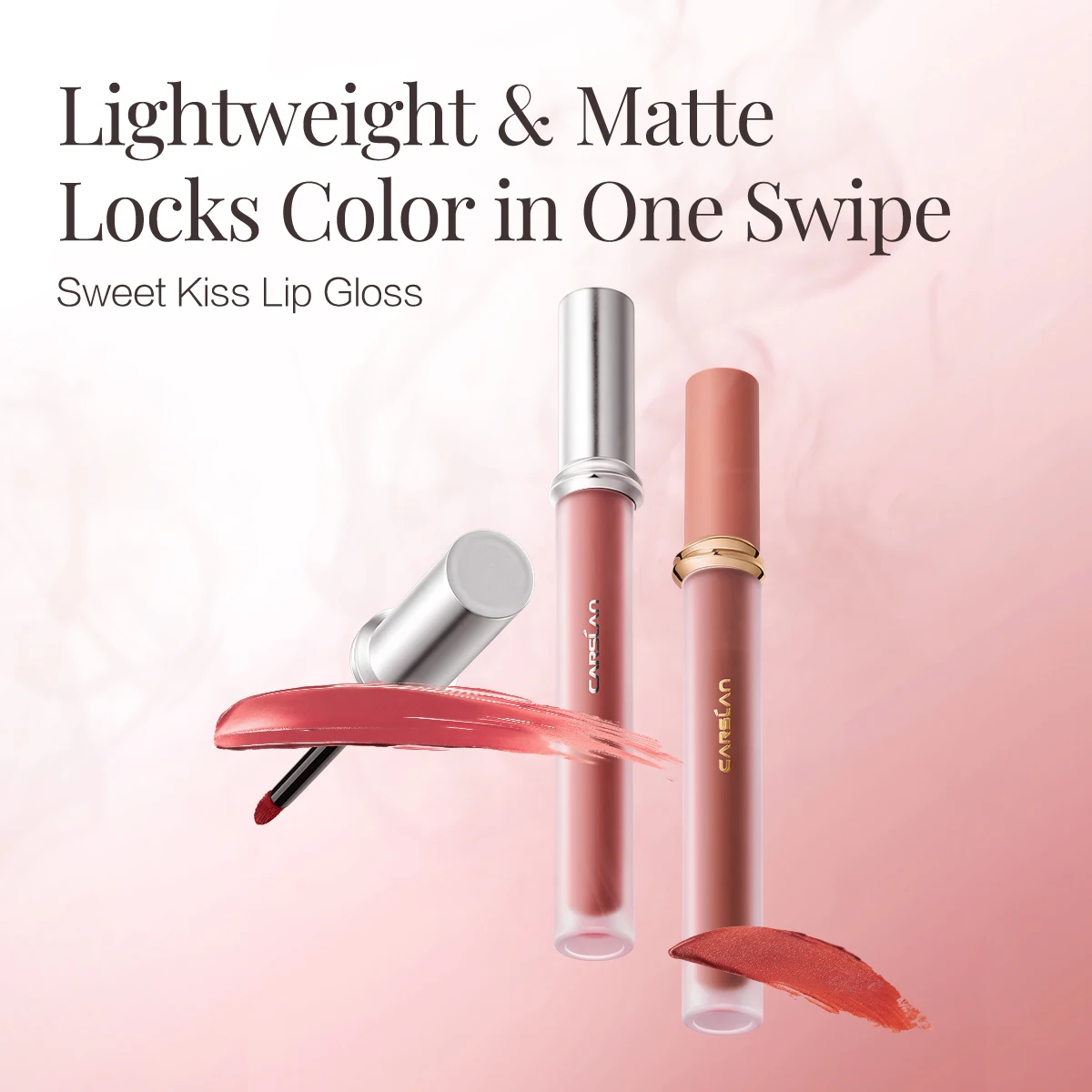 CARSLAN Sweet Kissed Lip Gloss Velvet Matte Moisturizing Lightweight Longlasting Lock color Liquid Lipstick Makeup Cosmetics