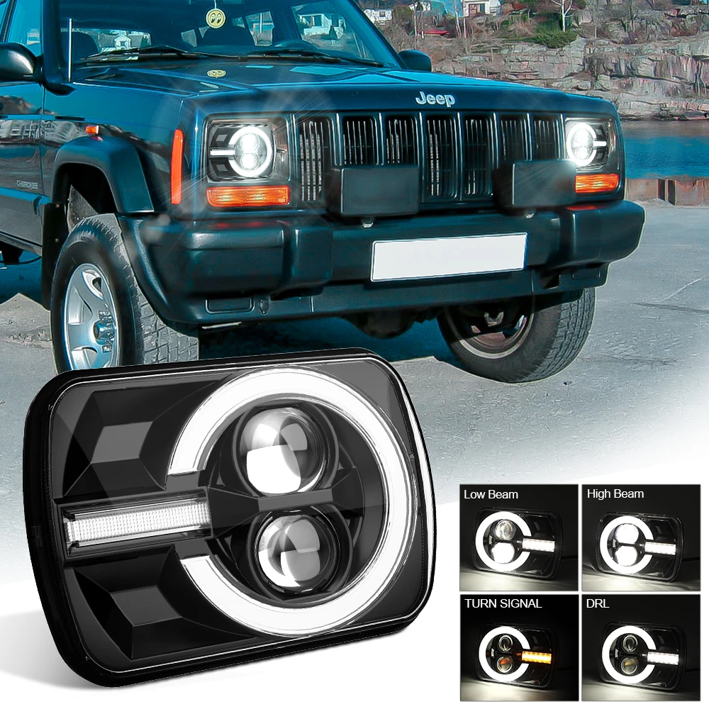 

Newest 5X7" 7x6 Inch Rectangle LED Headlight DRL Hi-Low Beam For Jeep Wrangler YJ Cherokee XJ For Toyota Nissan GMC Ford Car