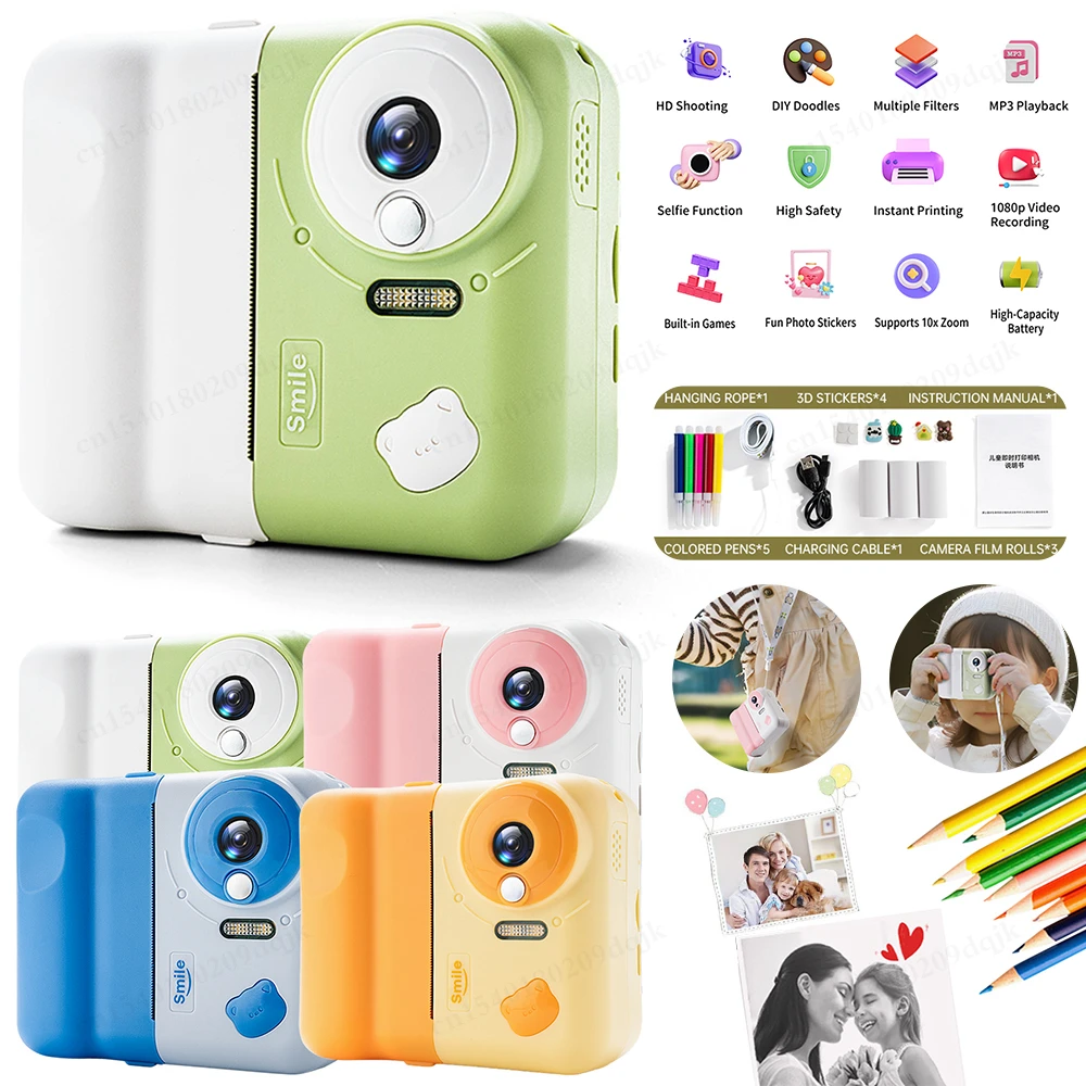 Kinder Instant Print Kamera Mini Drucker Tragbare Thermo Digital Foto Kinder Drucker Kamera Video Spielzeug Geschenke für Fotografie